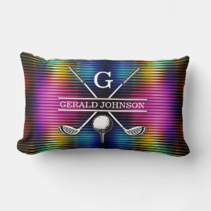 Coussin Rectangle Thro de conception monogramme de golf couleur méta