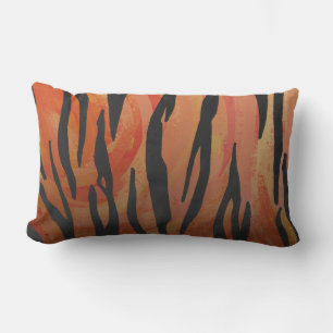 Coussin Rectangle Tiger chaud orange et noir