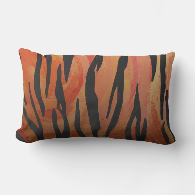 Coussin Rectangle Tiger chaud orange et noir (Recto)