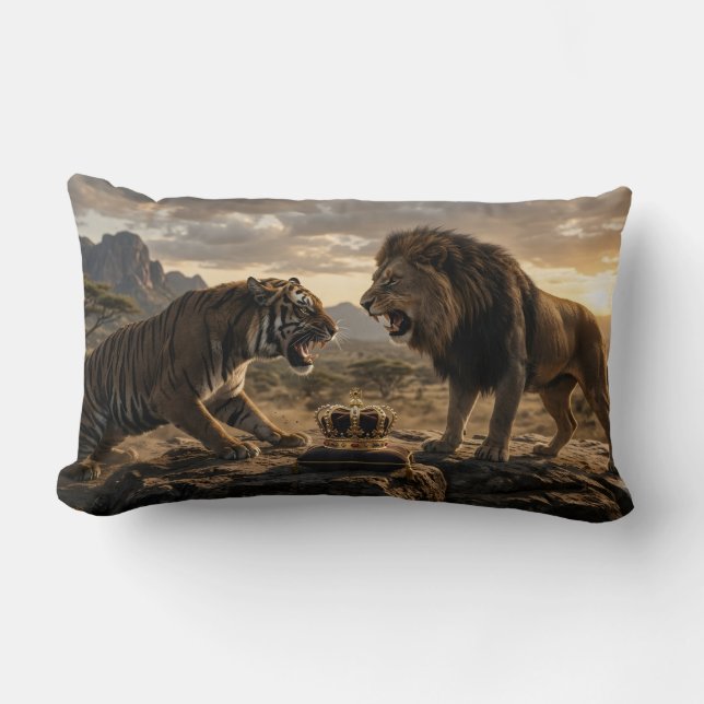 Coussin Rectangle Tigre contre Lion (Recto)