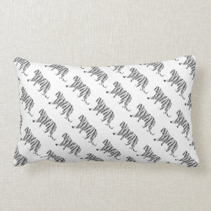 Coussin Rectangle Tigre de silhouette noir et blanc