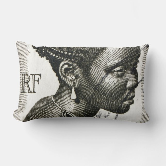 Coussin Rectangle timbre femme africaine vintage (Recto)