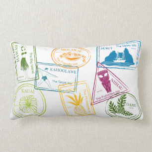 Coussin Rectangle Timbre tropical hawaïen 13" de passeport x20" pi