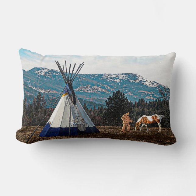 Coussin Rectangle Tipi - Camp d'hiver (Recto)