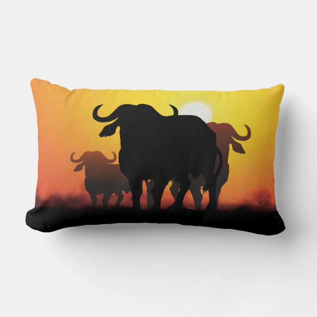 Coussin Rectangle Tissu de Buffalo et de Kuba de cap (Recto)