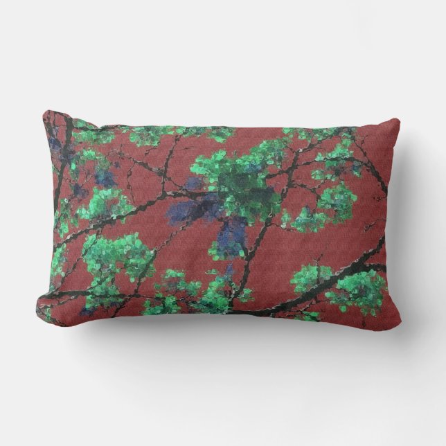 Coussin Rectangle Tissu Floral, Rouge (Recto)