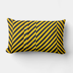 Coussin Rectangle Tissu rayé jaune et noir