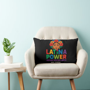 Coussin Rectangle Titre : Femmes Latina Power Flowers Mois hispaniqu