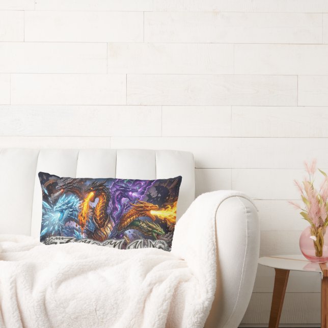 Coussin Rectangle TOCOCLAWS Dragon à cinq têtes & Mashup Hypercar Né (Canapé)