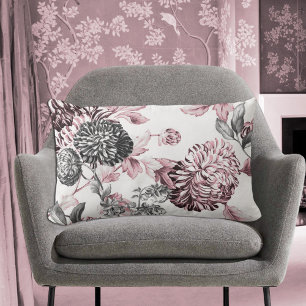 Coussin Rectangle Toile botanique noire et blanche