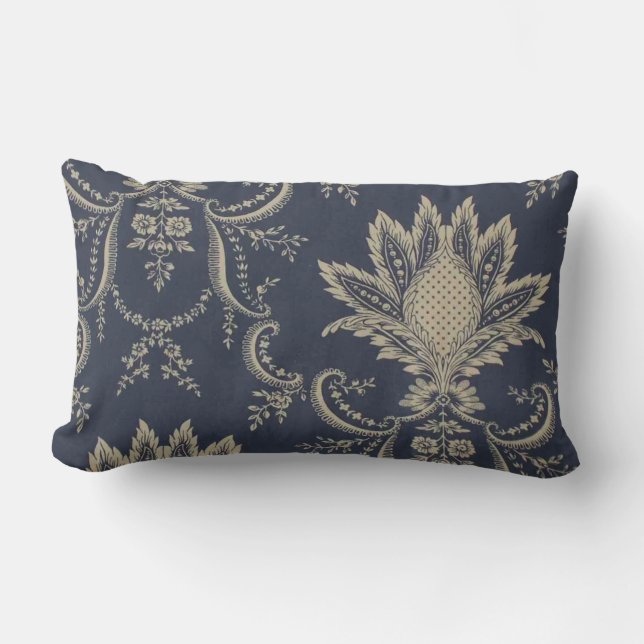 Coussin Rectangle Toile d'ananas bleu marine Baroque (Recto)