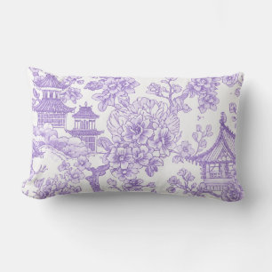 Coussin Rectangle Toile de chinoiserie violette dragon fleur de ceri
