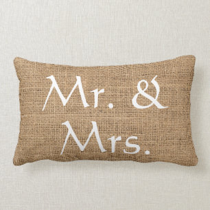 Coussin Rectangle Toile de jute rustique de M. et de Mme Wedding