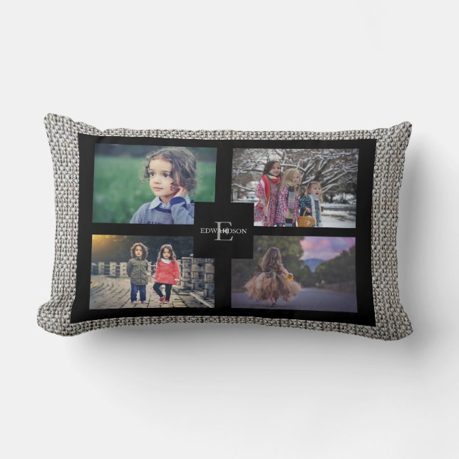 Coussin Rectangle Toile de toile de famille de collage fait sur (Recto)