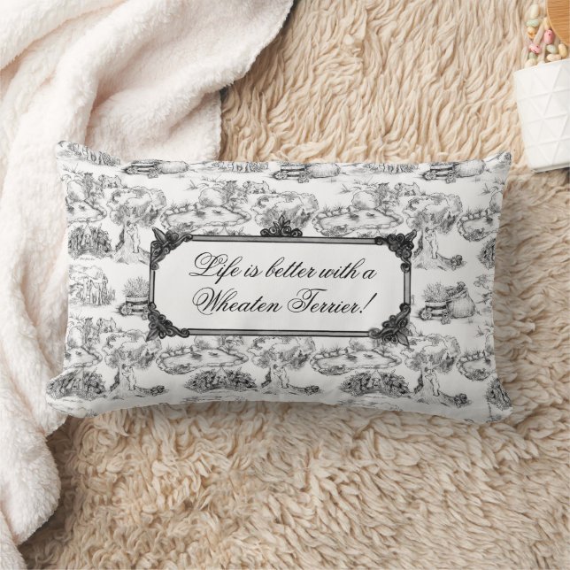 Coussin Rectangle Toile noire WHEATEN Terrier avec personnalisation (Couverture)