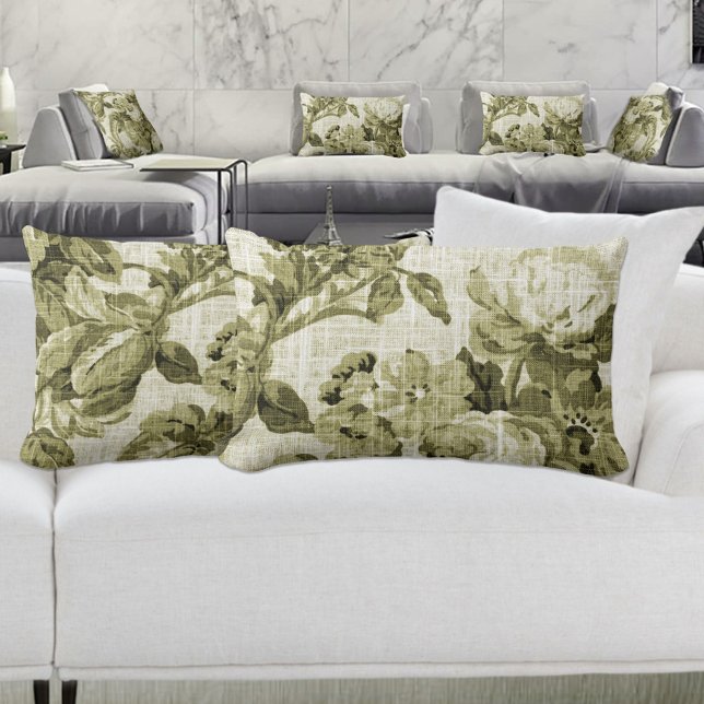 Coussin Rectangle Toile végétale vert olive No.5 (Créateur téléchargé)