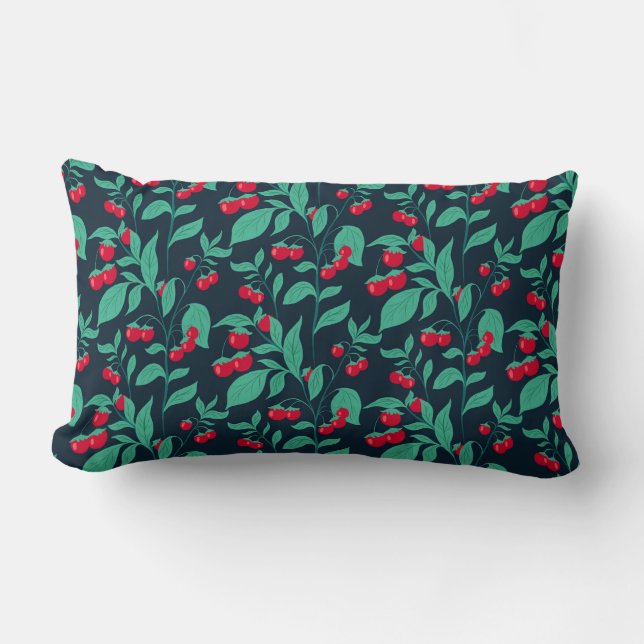 Coussin Rectangle tomates cerises motifs sur les buissons (Recto)