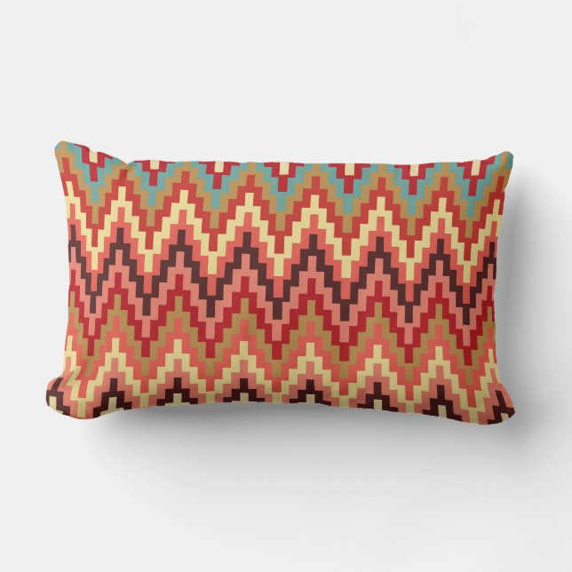 Coussin Rectangle Tons Terre Ikat Chevron Zig Zag Stripes Motif (Recto)