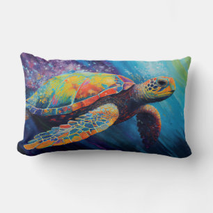 Coussin Rectangle Tortue de mer à l'aquarelle