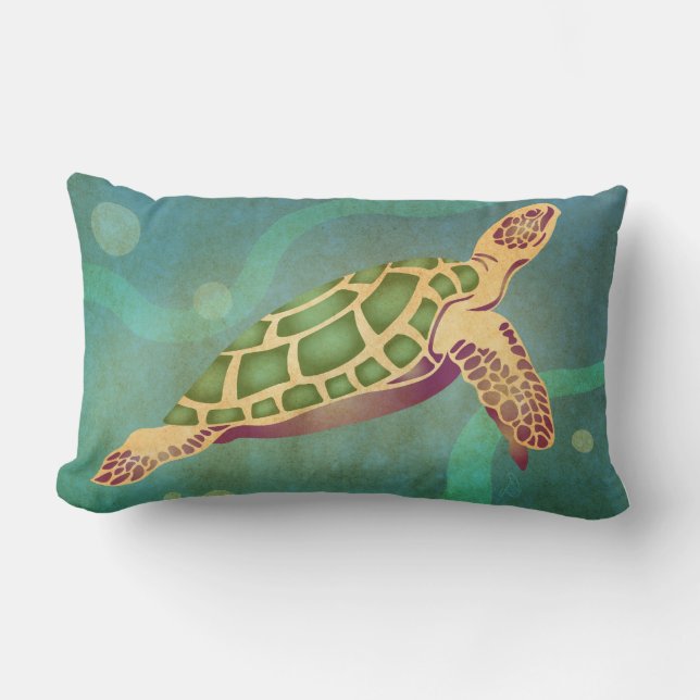 Coussin Rectangle Tortue de mer hawaïenne : Honu (Recto)
