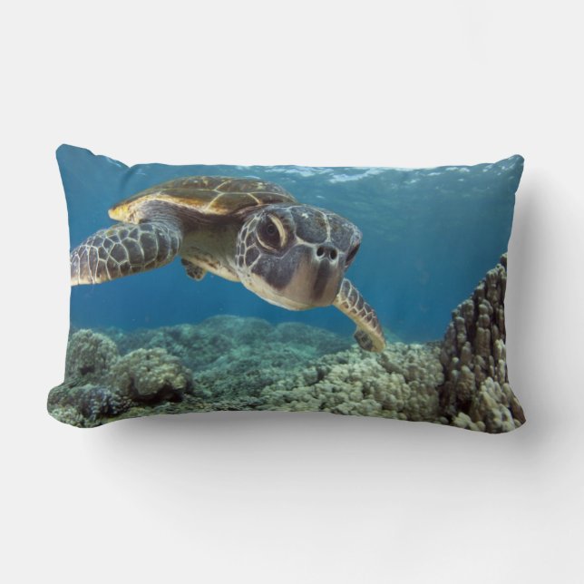 Coussin Rectangle Tortue de mer verte hawaïenne (Recto)