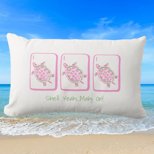 Coussin Rectangle Tortue de mer Yeah... Mahj On ! (Créateur téléchargé)