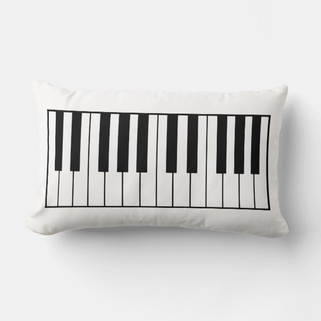 Coussin Rectangle touches de piano en noir et blanc (Recto)