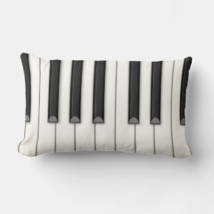 Coussin Rectangle Touches de piano surdimensionnées réalistes Musiqu