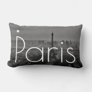 Coussin Rectangle Tour Eiffel Noir Blanc Paris France Voyage