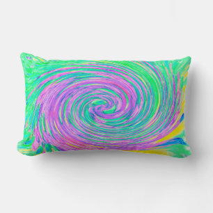 Coussin Rectangle Tourbillon Abstrait Bleu Turquoise et Violet