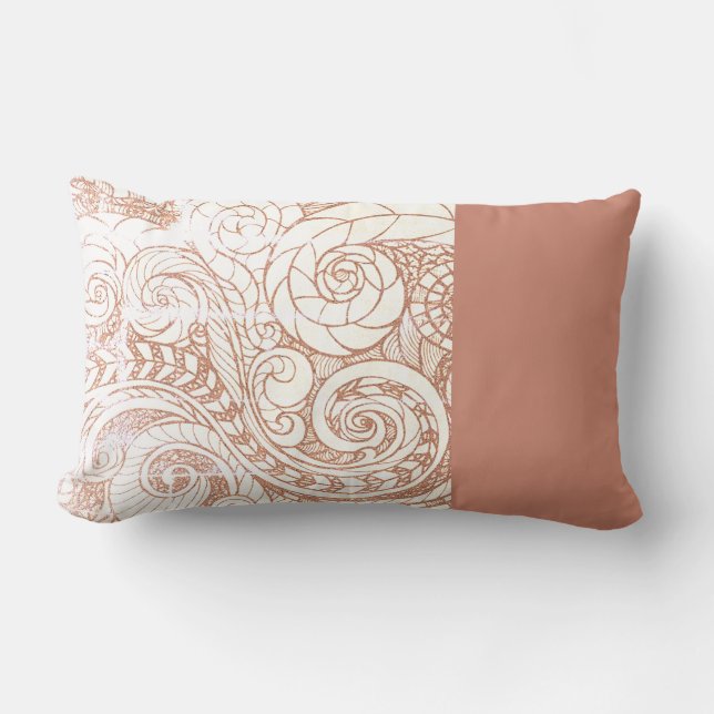 Coussin Rectangle Tourbillon botanique en terre cuite (Recto)