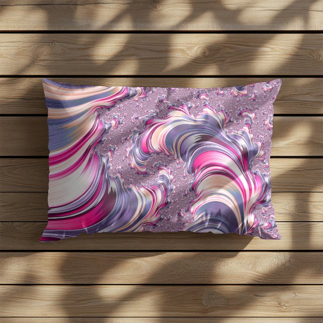 Coussin Rectangle Tourbillon fractal rose violet abstrait (Créateur téléchargé)