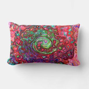 Coussin Rectangle Tourbillon Liquide Abstrait Rétro Groovy Rouge Aqu