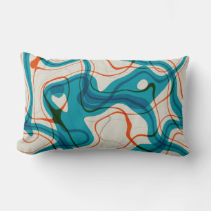 Coussin Rectangle Tourbillons turquoise et rouge