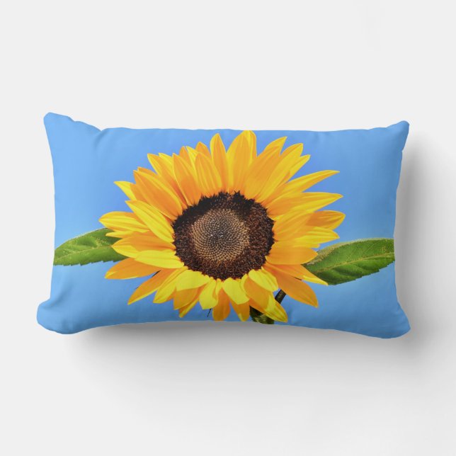 Coussin Rectangle Tournesol jaune contre soleil sur ciel bleu - été (Recto)