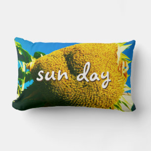 Coussin Rectangle Tournesol Jaune Photo Jour Soleil Script Bold Mode