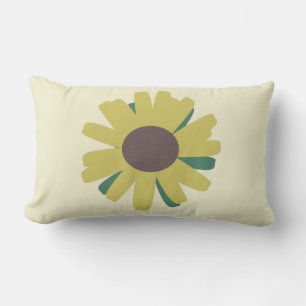 Coussin Rectangle Tournesol simple fleur marron vert jaune  