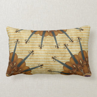 Coussin Rectangle Tournesols de violon sur les rayures d'or