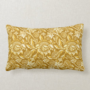 Coussin Rectangle Tournesols de William Morris, jaune de moutarde/or