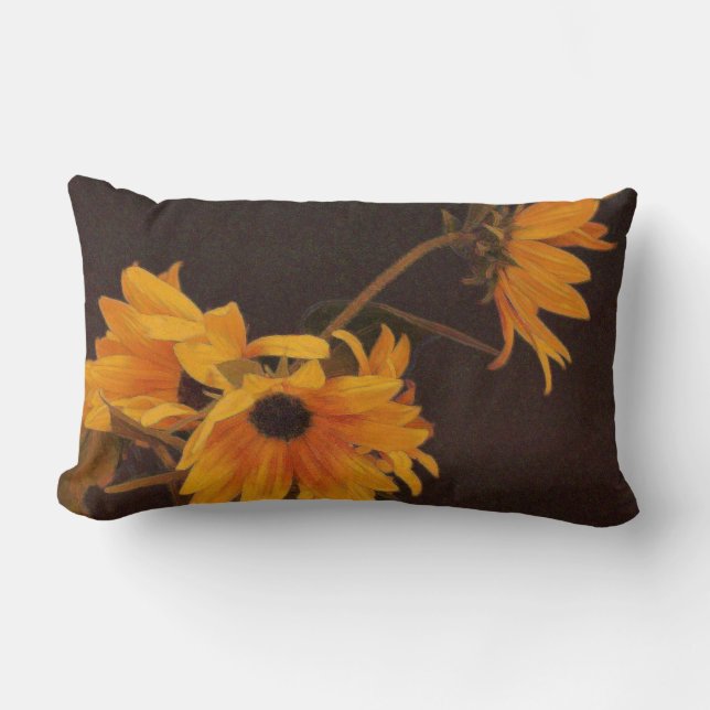 Coussin Rectangle Tournesols jaunes sur l'arrière - plan de chocolat (Recto)