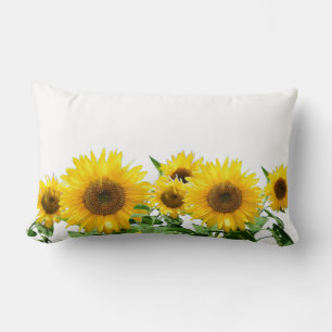 Coussin Rectangle Tournesols sur fond blanc