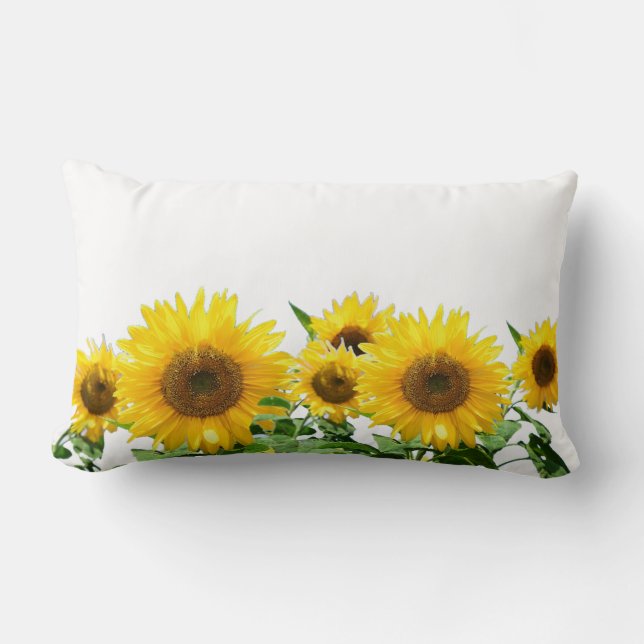 Coussin Rectangle Tournesols sur fond blanc (Recto)