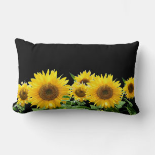 Coussin Rectangle Tournesols sur fond noir