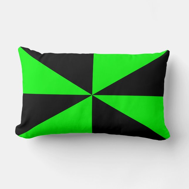 Coussin Rectangle Tourniquet Vert Citron et Noir (Recto)