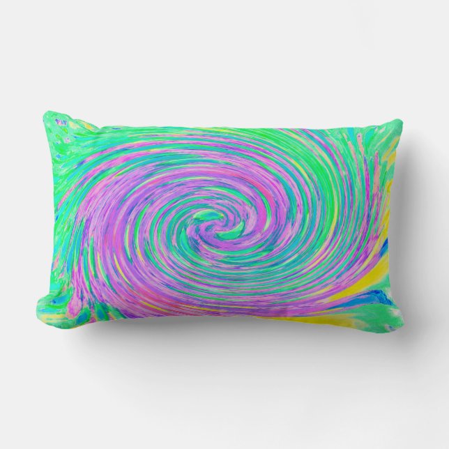 Coussin Rectangle Tourquoise bleu et violet Abstrait spirale (Recto)