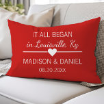 Coussin Rectangle Tout A Commencé Romantique Couples Personnalisés C<br><div class="desc">Beau accent décoratif moderne jeté oreiller. Parfait pour le canapé ou le lit. Décor maison agréable pour toute chambre. Choisissez votre propre forme : carré,  rectangle,  lombaire ou rond.</div>