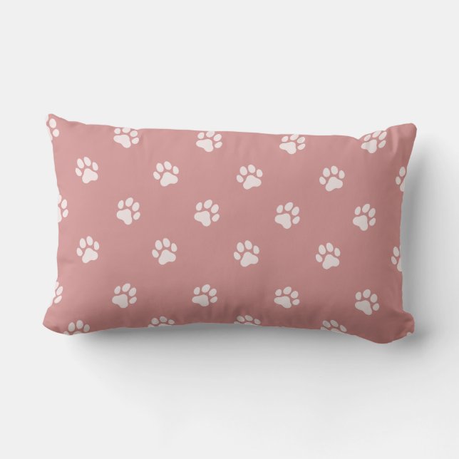 Coussin Rectangle Tout en empreinte de patte d'animal rose saumon (Verso)