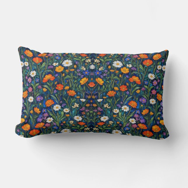Coussin Rectangle Tout sur Floral coloré (Recto)