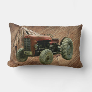 Coussin Rectangle Tracteur rouge vintage Rustic Barn Shop