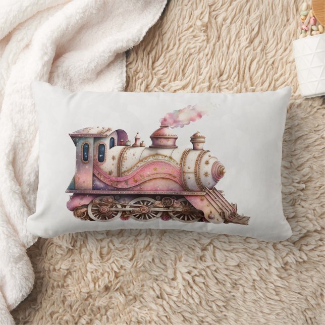 Coussin Rectangle Train à vapeur rose Vintage (Couverture)
